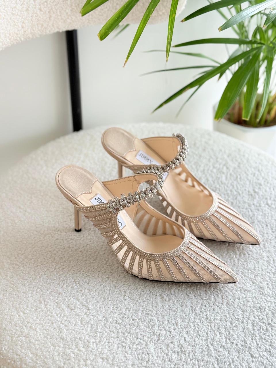 JIMMY CHOO RHINESTONE CUT-OUT HEEL