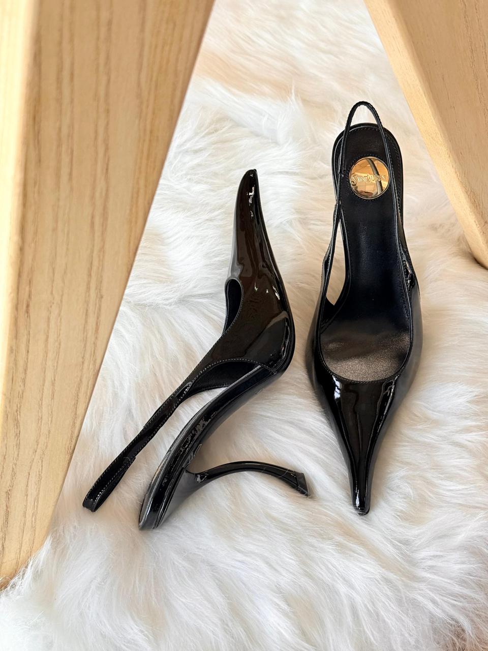 YSL ZOE 85 PATENT LEATHER PUMP