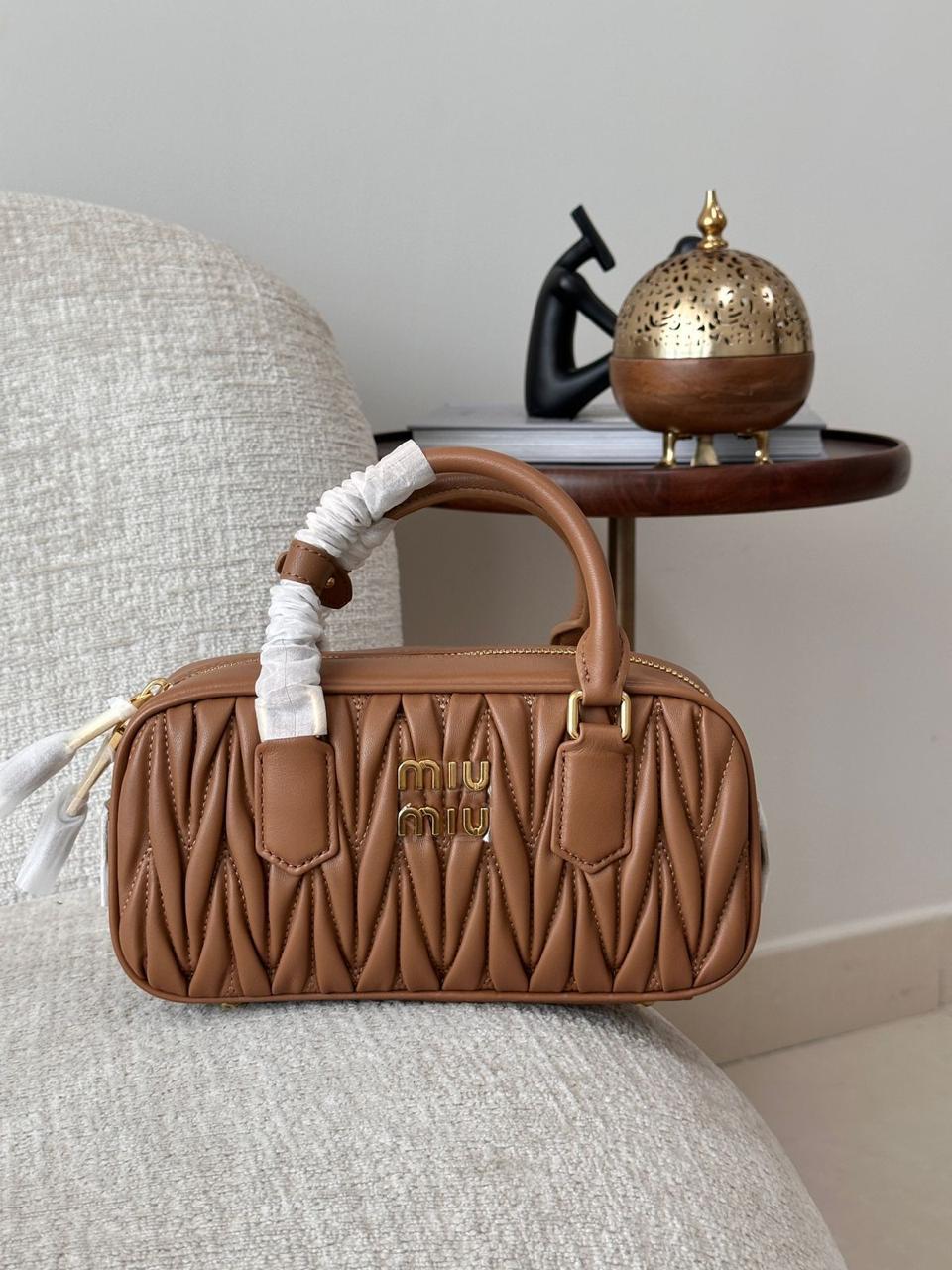 MIU MIU ARCADIE MATELASSÉ NAPPA LEATHER HANDBAG